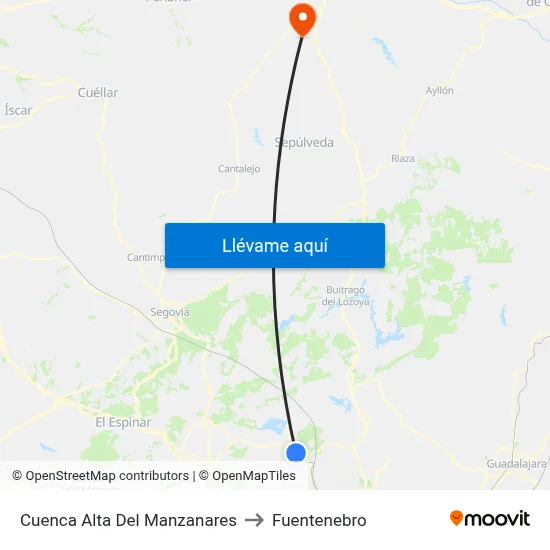 Cuenca Alta Del Manzanares to Fuentenebro map