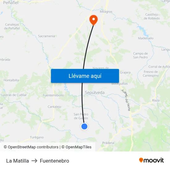 La Matilla to Fuentenebro map