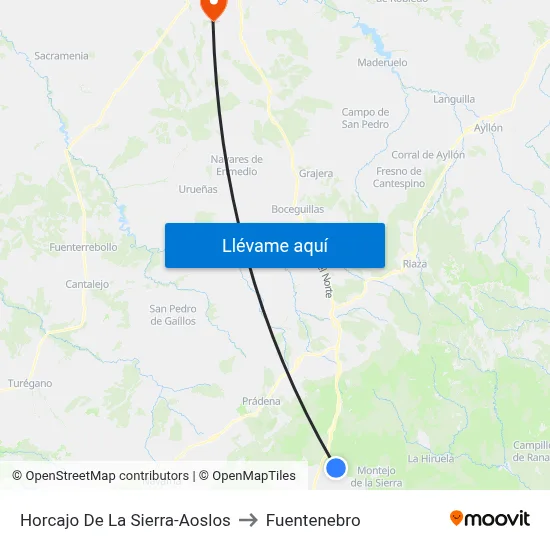 Horcajo De La Sierra-Aoslos to Fuentenebro map