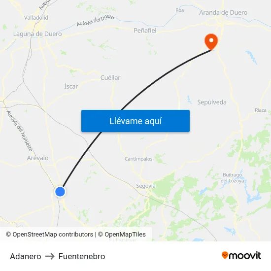 Adanero to Fuentenebro map