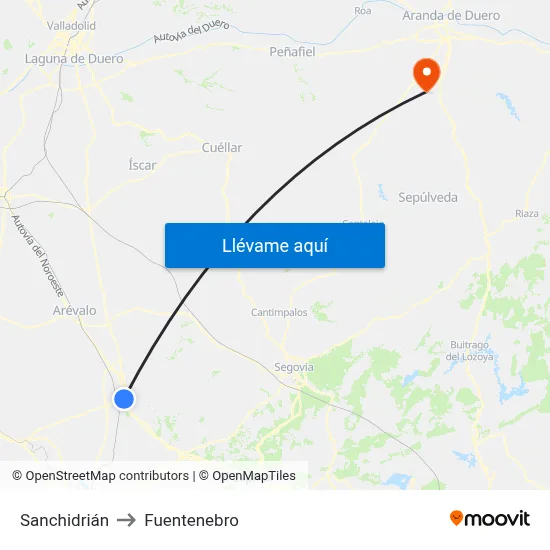 Sanchidrián to Fuentenebro map