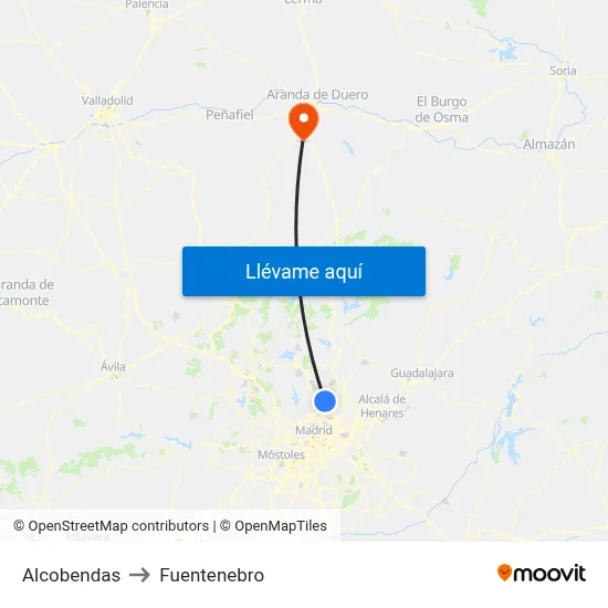 Alcobendas to Fuentenebro map