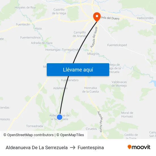 Aldeanueva De La Serrezuela to Fuentespina map