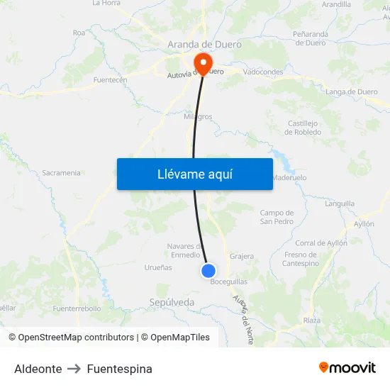 Aldeonte to Fuentespina map