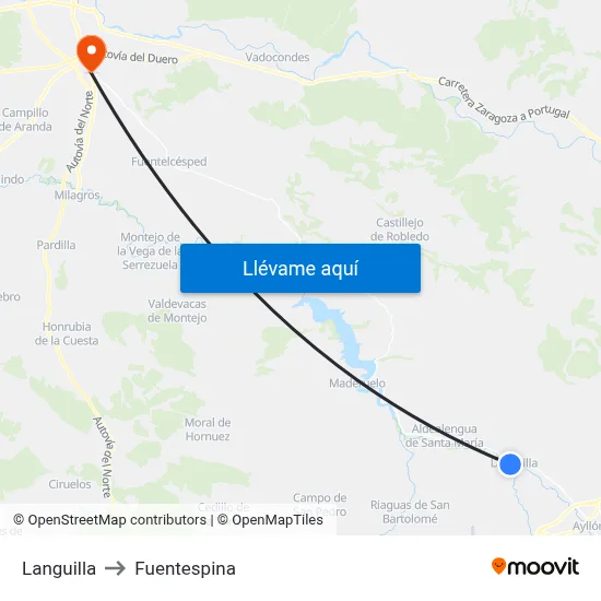 Languilla to Fuentespina map