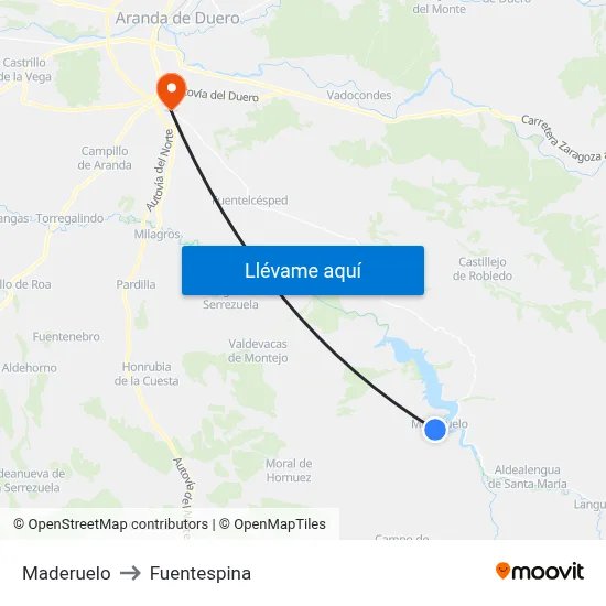 Maderuelo to Fuentespina map