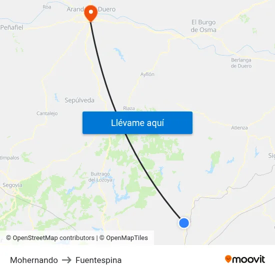 Mohernando to Fuentespina map