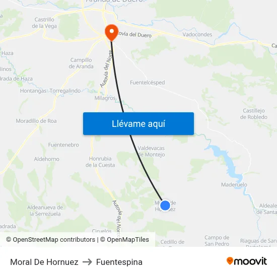 Moral De Hornuez to Fuentespina map