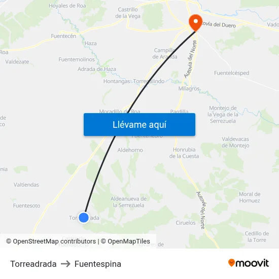 Torreadrada to Fuentespina map
