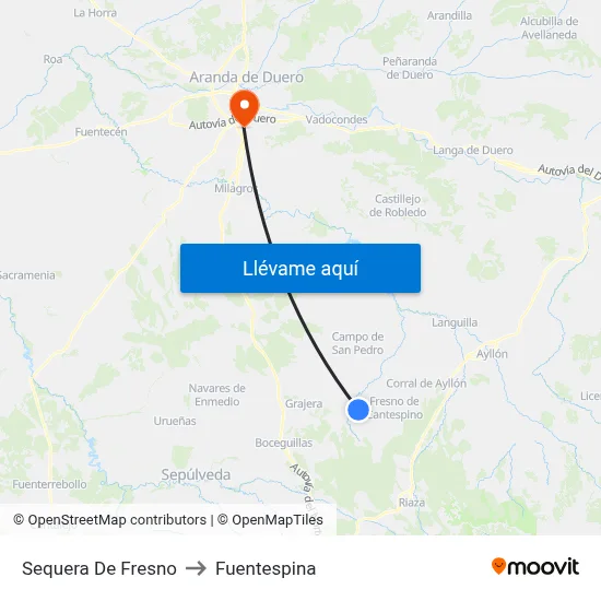 Sequera De Fresno to Fuentespina map