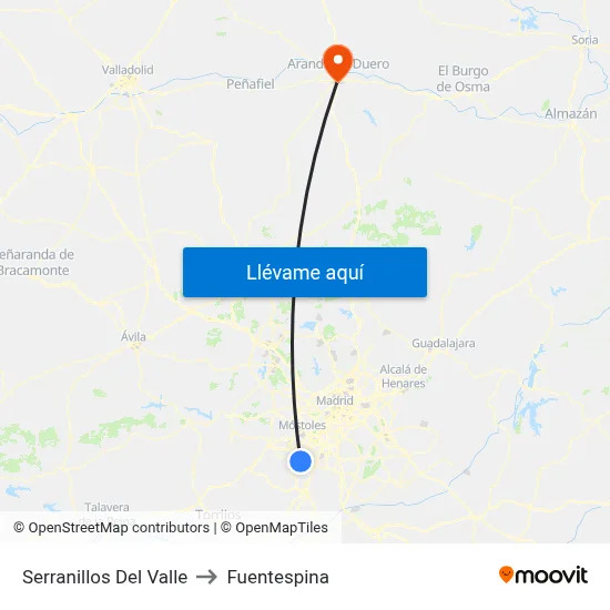 Serranillos Del Valle to Fuentespina map