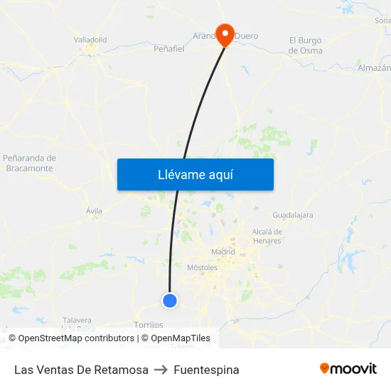 Las Ventas De Retamosa to Fuentespina map