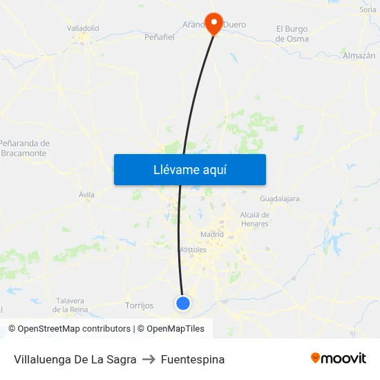 Villaluenga De La Sagra to Fuentespina map
