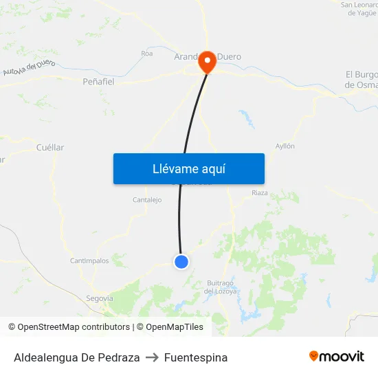 Aldealengua De Pedraza to Fuentespina map