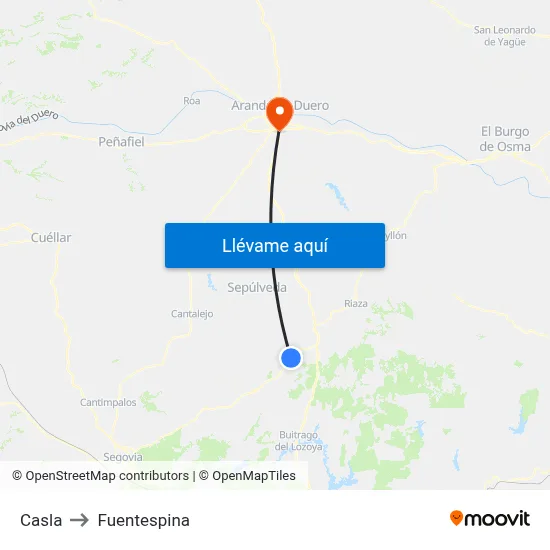Casla to Fuentespina map