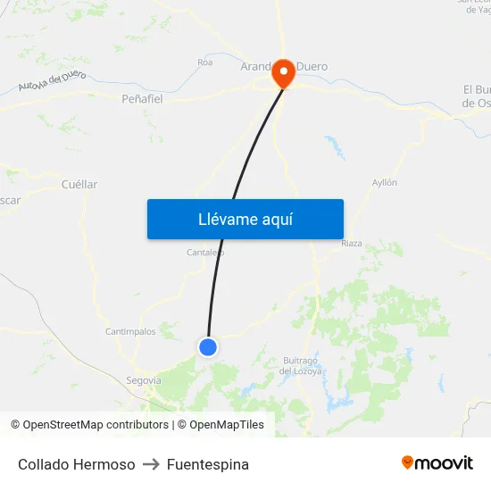Collado Hermoso to Fuentespina map