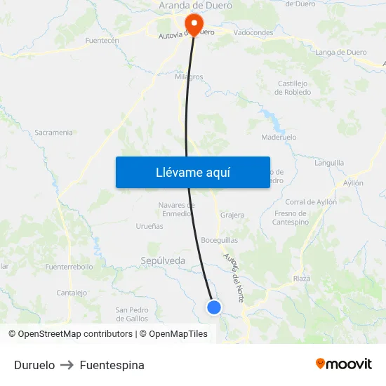 Duruelo to Fuentespina map