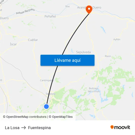 La Losa to Fuentespina map