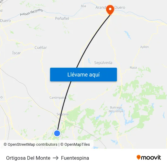 Ortigosa Del Monte to Fuentespina map