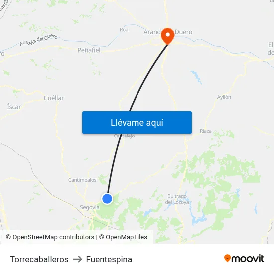 Torrecaballeros to Fuentespina map