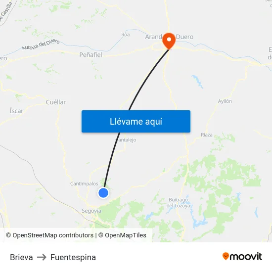 Brieva to Fuentespina map