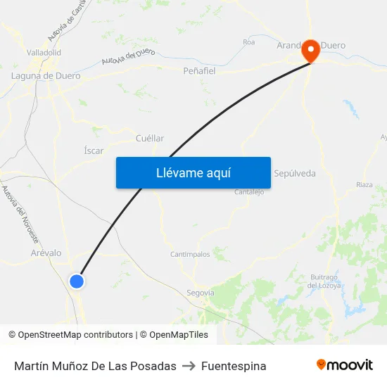 Martín Muñoz De Las Posadas to Fuentespina map