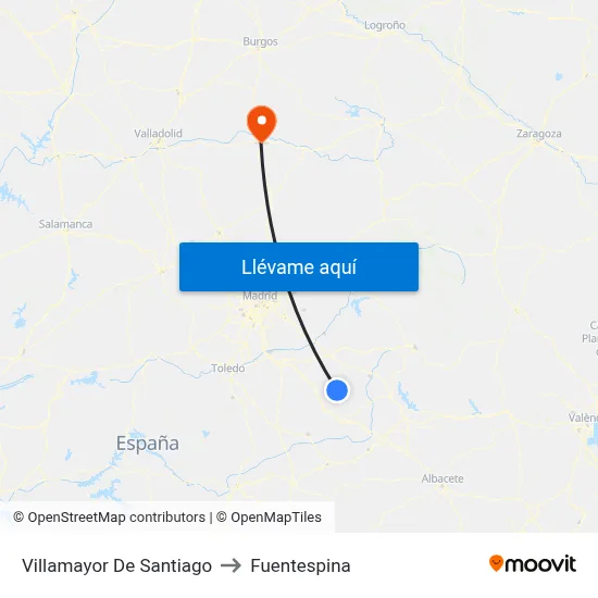 Villamayor De Santiago to Fuentespina map