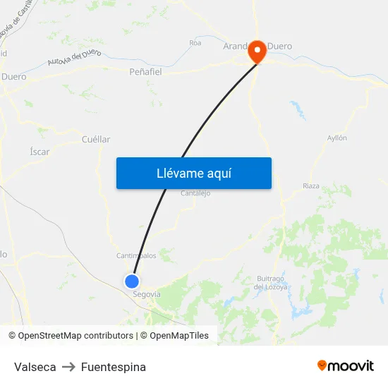 Valseca to Fuentespina map