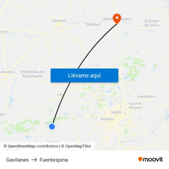 Gavilanes to Fuentespina map