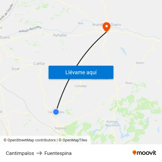 Cantimpalos to Fuentespina map
