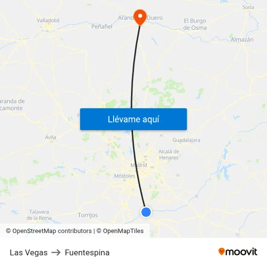 Las Vegas to Fuentespina map