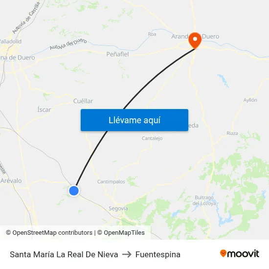 Santa María La Real De Nieva to Fuentespina map