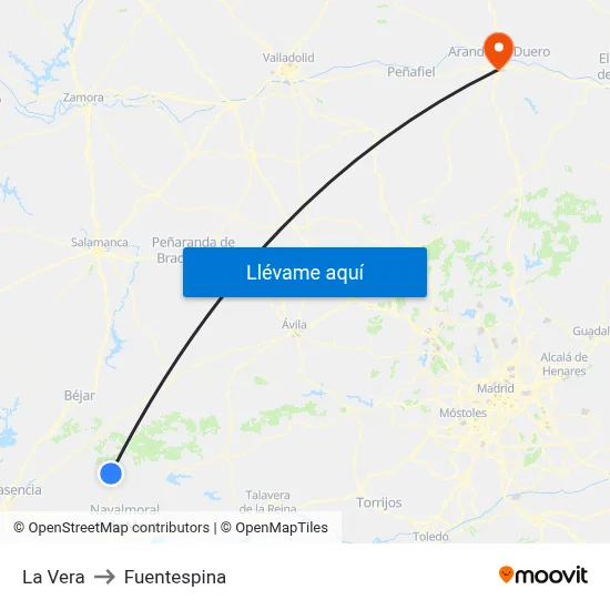 La Vera to Fuentespina map