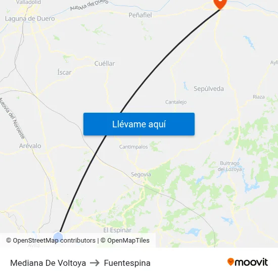 Mediana De Voltoya to Fuentespina map