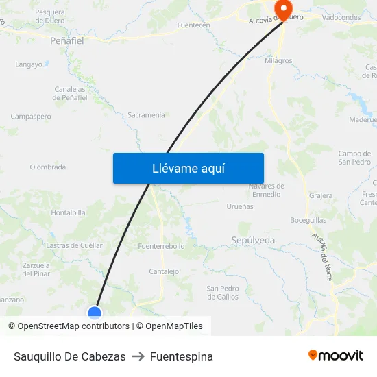 Sauquillo De Cabezas to Fuentespina map