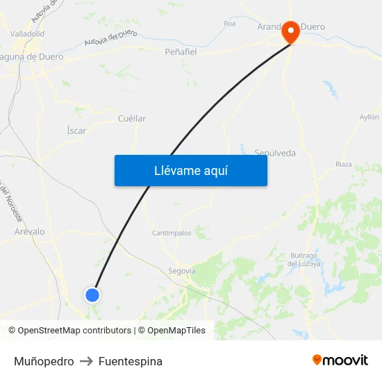 Muñopedro to Fuentespina map