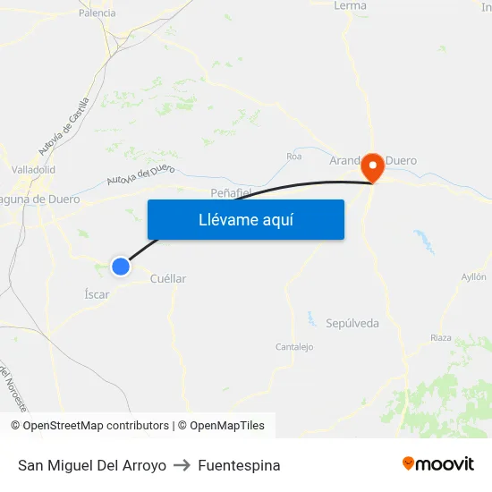 San Miguel Del Arroyo to Fuentespina map