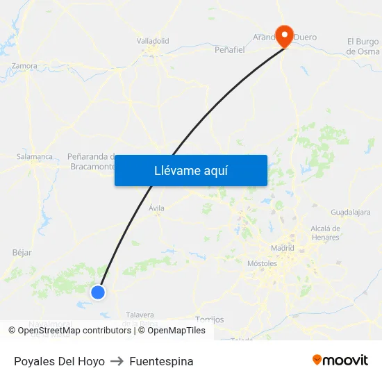 Poyales Del Hoyo to Fuentespina map