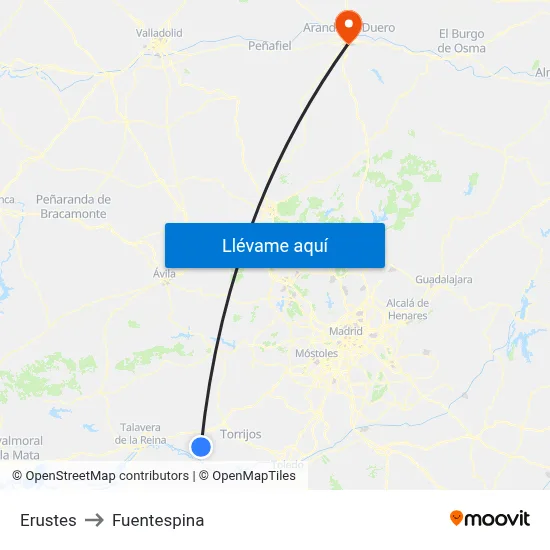 Erustes to Fuentespina map