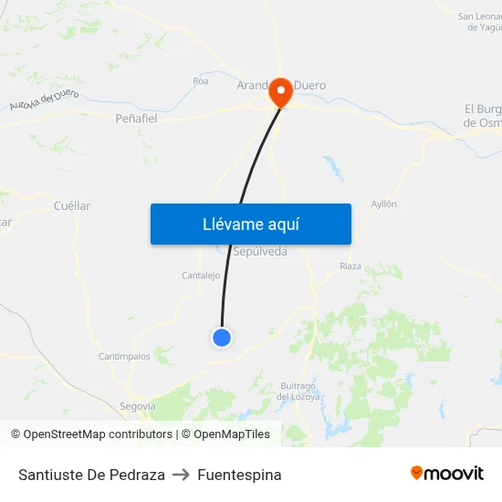 Santiuste De Pedraza to Fuentespina map