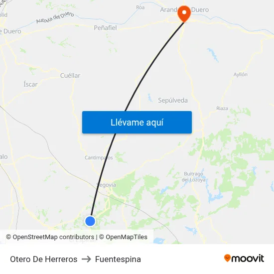 Otero De Herreros to Fuentespina map