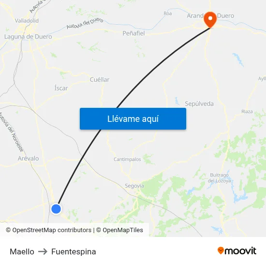 Maello to Fuentespina map