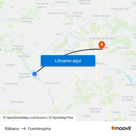 Rábano to Fuentespina map