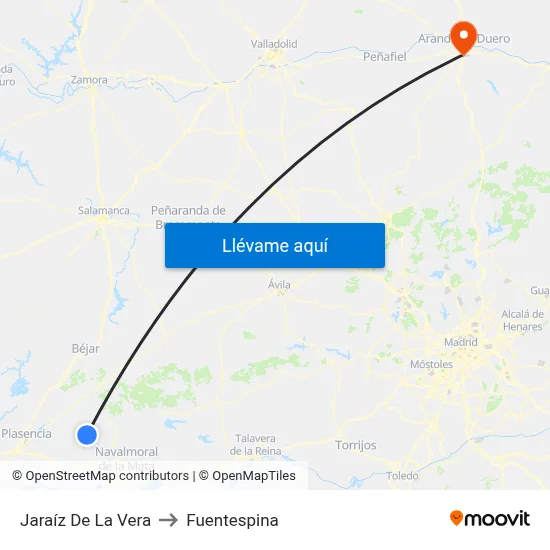 Jaraíz De La Vera to Fuentespina map