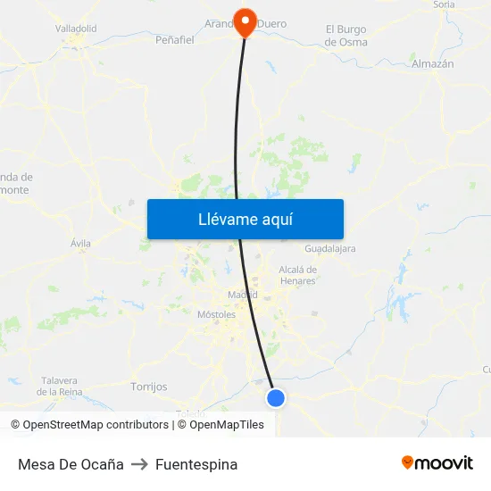Mesa De Ocaña to Fuentespina map