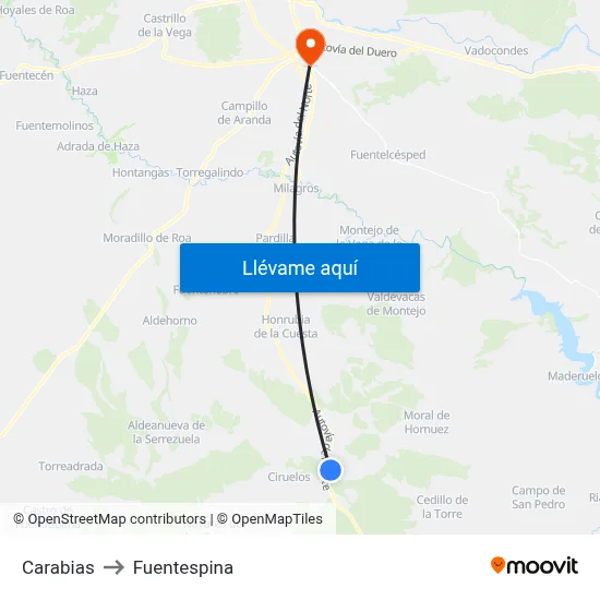 Carabias to Fuentespina map