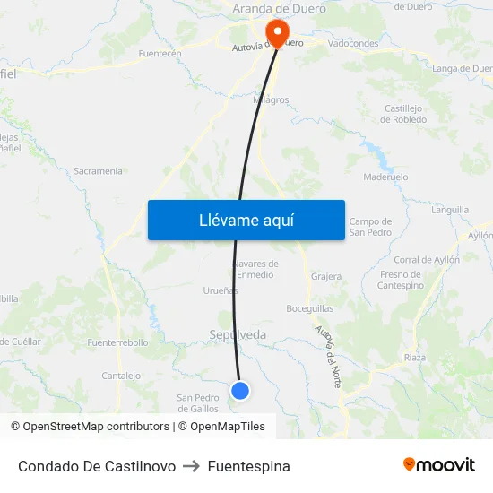 Condado De Castilnovo to Fuentespina map