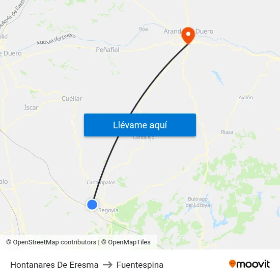 Hontanares De Eresma to Fuentespina map
