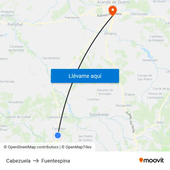 Cabezuela to Fuentespina map