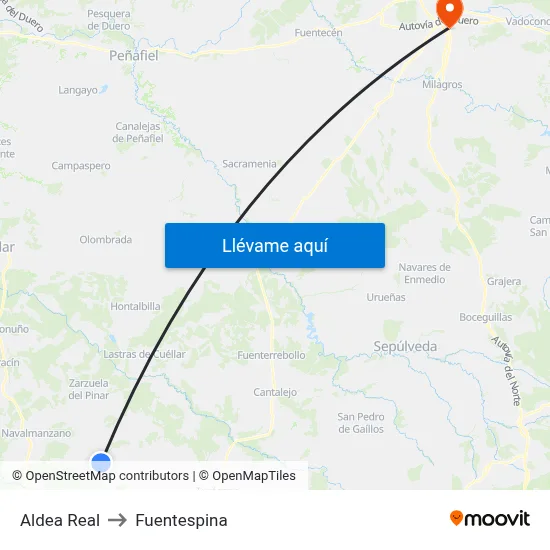 Aldea Real to Fuentespina map
